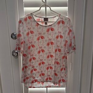 Chico’s Flamingo Print Sheer T-Shirt